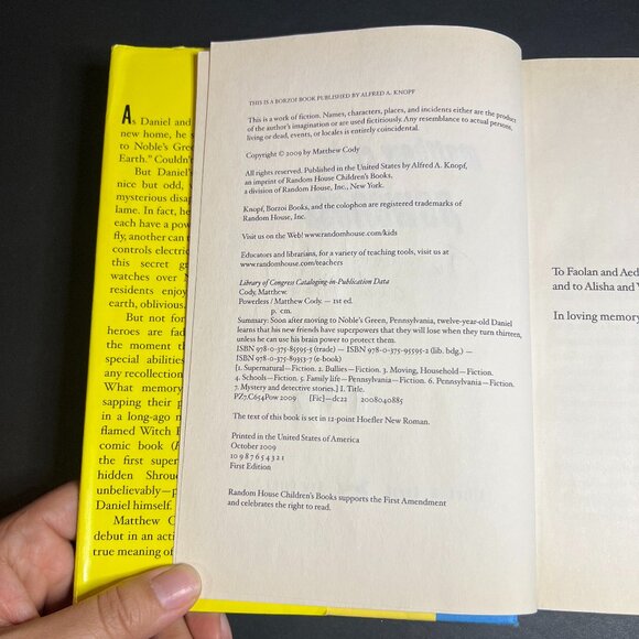 *SIGNED* Powerless - Supers of Noble's Green 2009 Hardcover Book by Matthew Cody - Picture 5 of 5